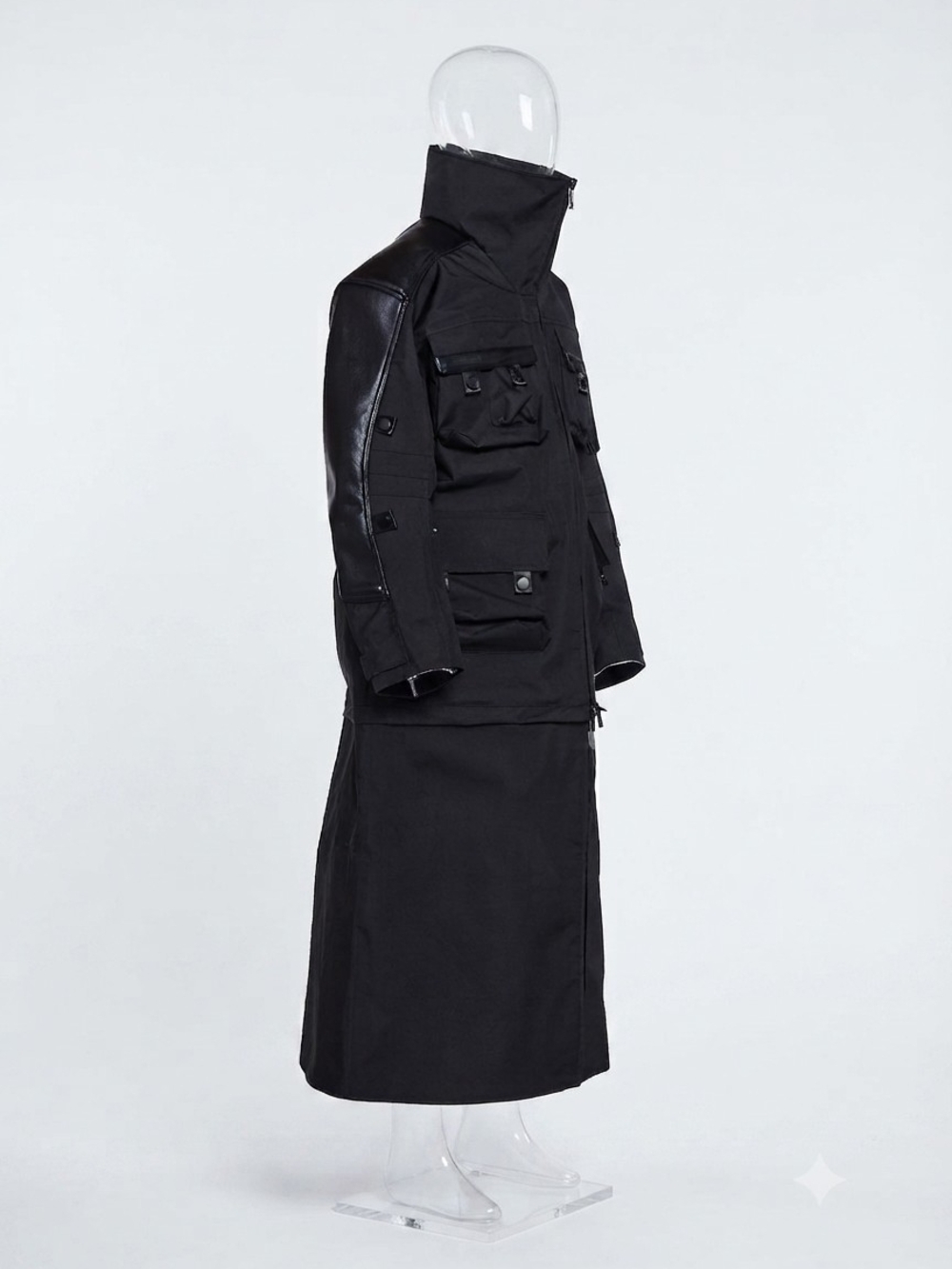 Namilia Inferno Transformer Jacket Coat Black Convertible Trench Goth Techwear S - Picture 4 of 11